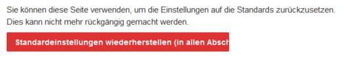 Screenshot: Einstellungen zurücksetzen