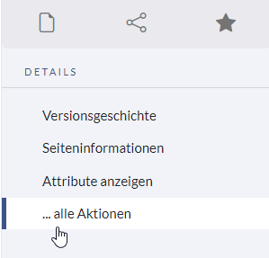 Menü mit ausgewähltem Menüpunkt 'alle Aktionen'