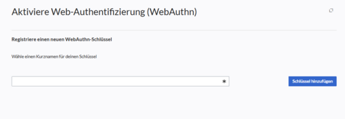 Formular über das ein Kurzname zur Verwaltung des Tokens erstellt wird.