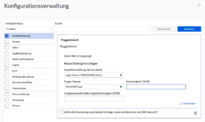 Konfigurationsverwaltung mit ausgewählter Funktion "Authentifizierung"