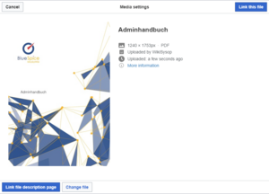 BlueSpice 3.1 file upload dialog