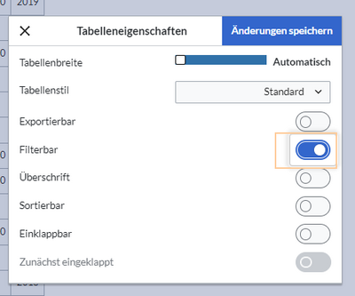 Dialogfeld mit hervorgehobenem aktivierten Umschalter