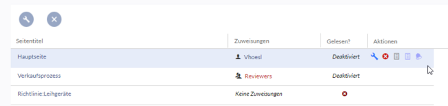 Screenshot von Erklärung zur Zuweisungen löschen oder ändern