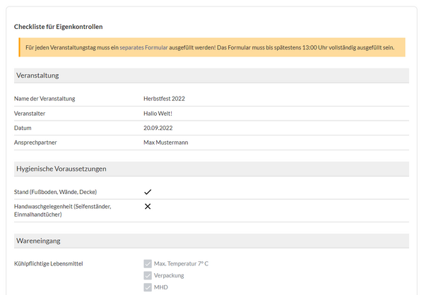 Beispiel Checkliste