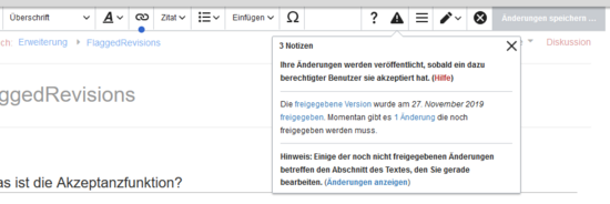 Hinweis zum Entwurfsstatus einer Seite