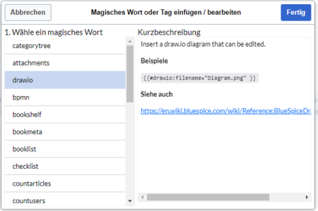 Magisches Wort "drawio" einfügen