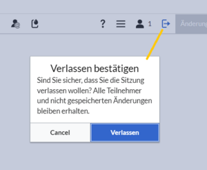Dialogfeld zum Verlassen der Sitzung