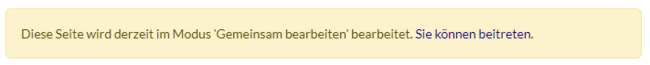 Informationsbanner für eine laufende Sitzung mit Link zum Beitreten.