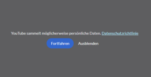 Zustimmung zur Datenschutzbestimmung über die Schaltfläche "Fortfahren"