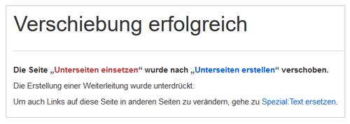 Verschiebung erfolgreich