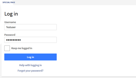 Anmeldungsseite mit Login-Formular