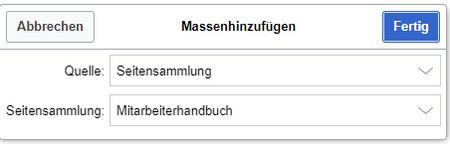 Seitensammlung wählen